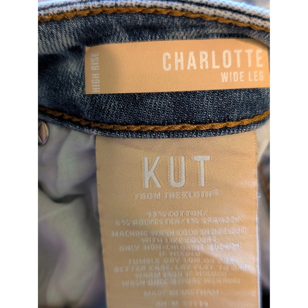 Kut from the Kloth Charlotte High Rise Wide Leg Blue Jeans Size 2 - Picture 7 of 10